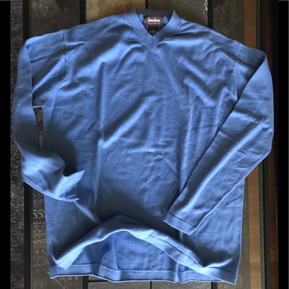 Neiman Marcus Pima Cotton Lycra Sweater Baby Blue